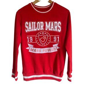 Sailor Moon Sailor Mars Varsity Crewneck Sweatshirt Red White Size XS